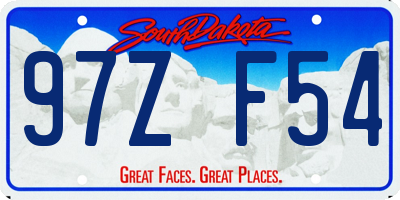 SD license plate 97ZF54