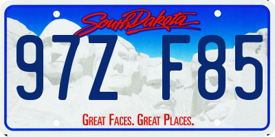 SD license plate 97ZF85