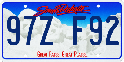 SD license plate 97ZF92