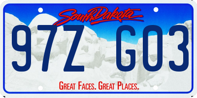 SD license plate 97ZG03
