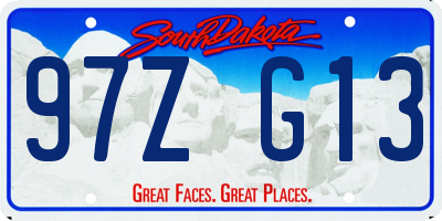 SD license plate 97ZG13