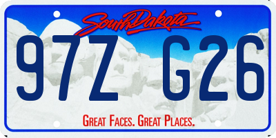 SD license plate 97ZG26