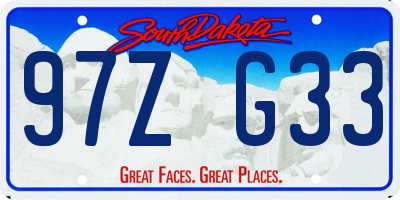 SD license plate 97ZG33