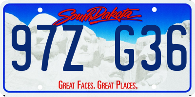 SD license plate 97ZG36