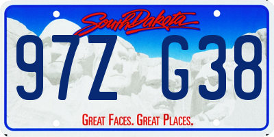 SD license plate 97ZG38