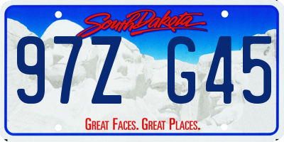 SD license plate 97ZG45
