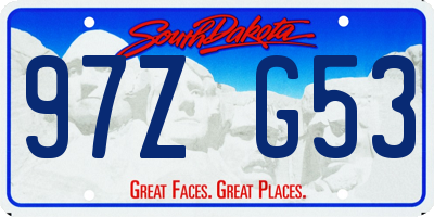 SD license plate 97ZG53