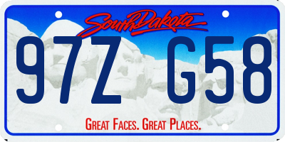 SD license plate 97ZG58