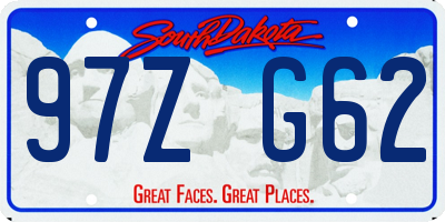 SD license plate 97ZG62