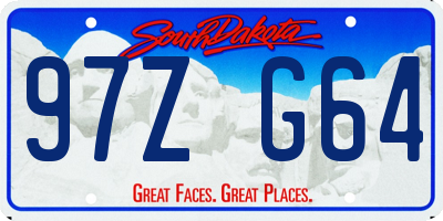 SD license plate 97ZG64