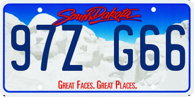 SD license plate 97ZG66