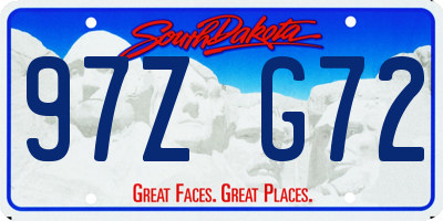 SD license plate 97ZG72