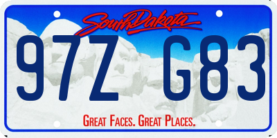 SD license plate 97ZG83