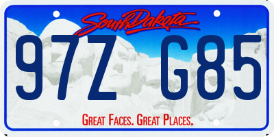 SD license plate 97ZG85