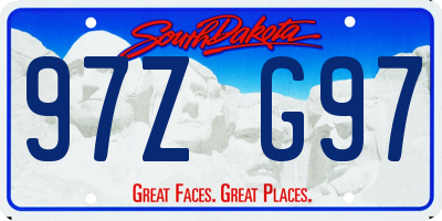 SD license plate 97ZG97