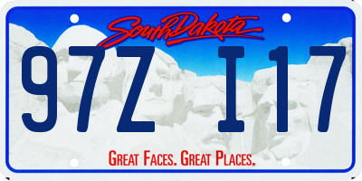 SD license plate 97ZI17
