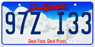 SD license plate 97ZI33