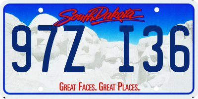 SD license plate 97ZI36