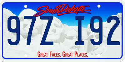 SD license plate 97ZI92
