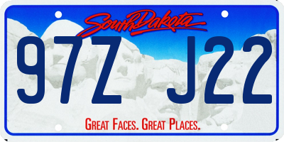 SD license plate 97ZJ22