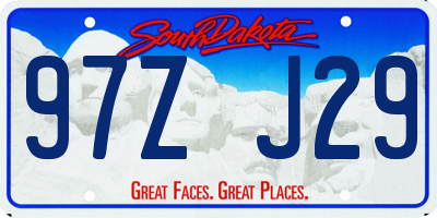 SD license plate 97ZJ29