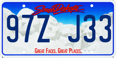 SD license plate 97ZJ33