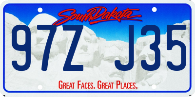 SD license plate 97ZJ35