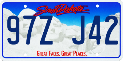 SD license plate 97ZJ42