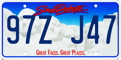 SD license plate 97ZJ47