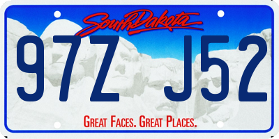 SD license plate 97ZJ52