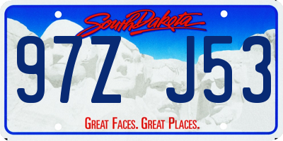 SD license plate 97ZJ53