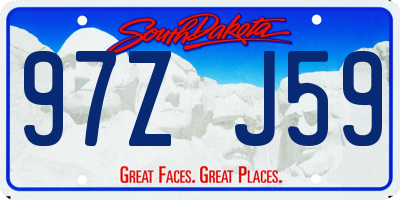 SD license plate 97ZJ59