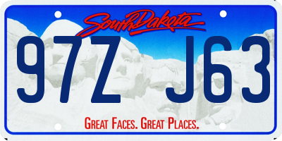 SD license plate 97ZJ63