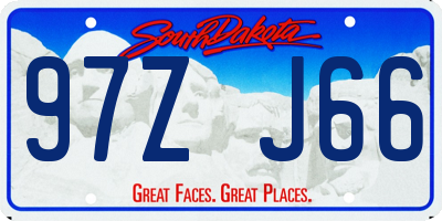 SD license plate 97ZJ66