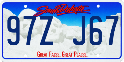 SD license plate 97ZJ67
