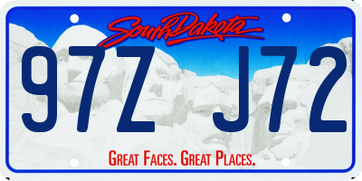 SD license plate 97ZJ72