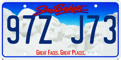 SD license plate 97ZJ73