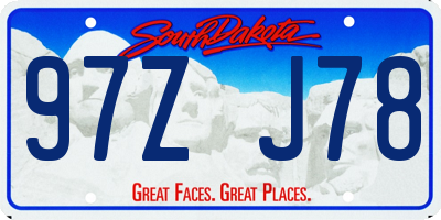 SD license plate 97ZJ78