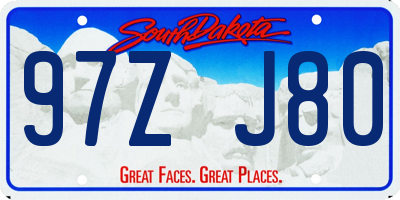 SD license plate 97ZJ80