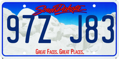 SD license plate 97ZJ83