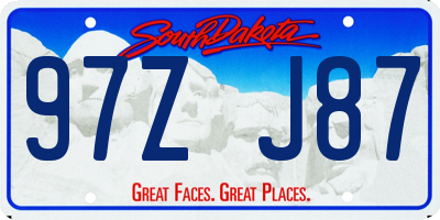 SD license plate 97ZJ87
