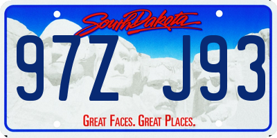 SD license plate 97ZJ93