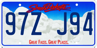 SD license plate 97ZJ94
