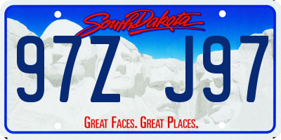 SD license plate 97ZJ97