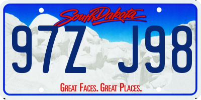 SD license plate 97ZJ98