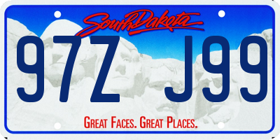 SD license plate 97ZJ99