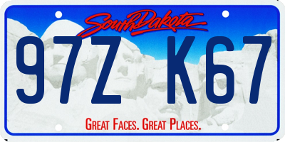 SD license plate 97ZK67