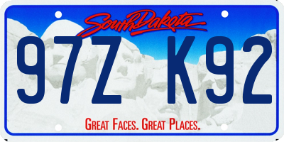 SD license plate 97ZK92