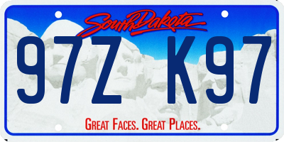 SD license plate 97ZK97