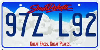 SD license plate 97ZL92